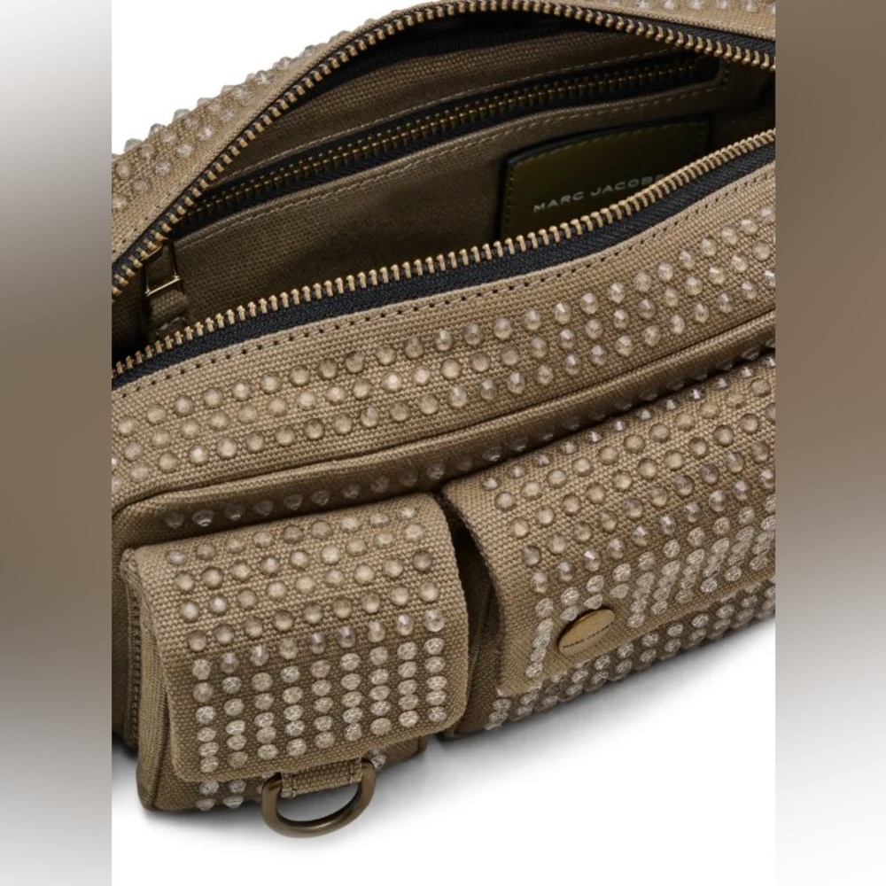 MARC JACOBS Cotton Canvas Crystal Embellished The Cargo Bag Slate Green - Picture 8 of 8